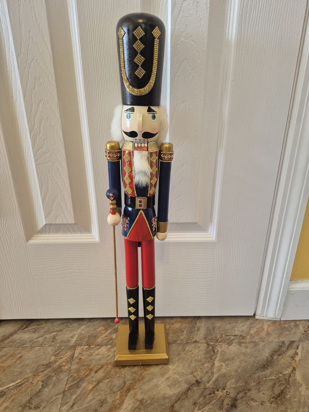 Festive Red, Blue & Gold Nutcracker Holiday Figurine
